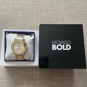 Movado women's two tone watch, gold & silver